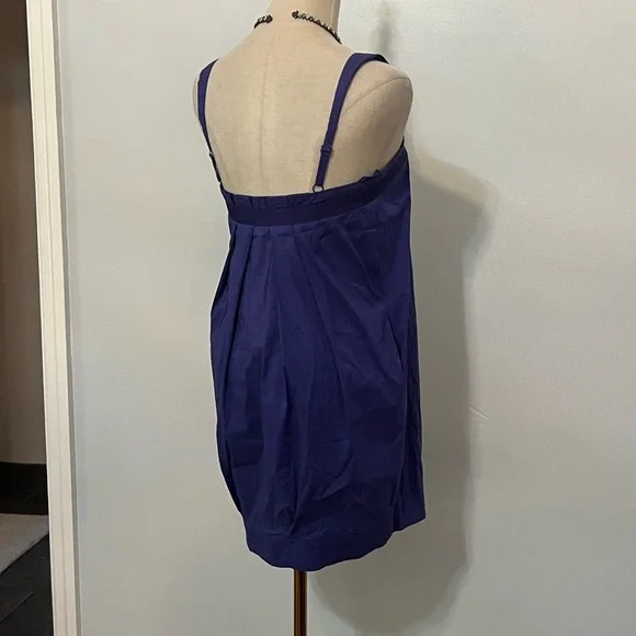 BCBGMAXAZRIA Purple Bubble-Hem Pleated Babydoll Mini Dress, Adj. Straps Size S - Picture 4 of 8
